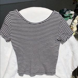 Brandy Melville Black & White Stripped Crop Top